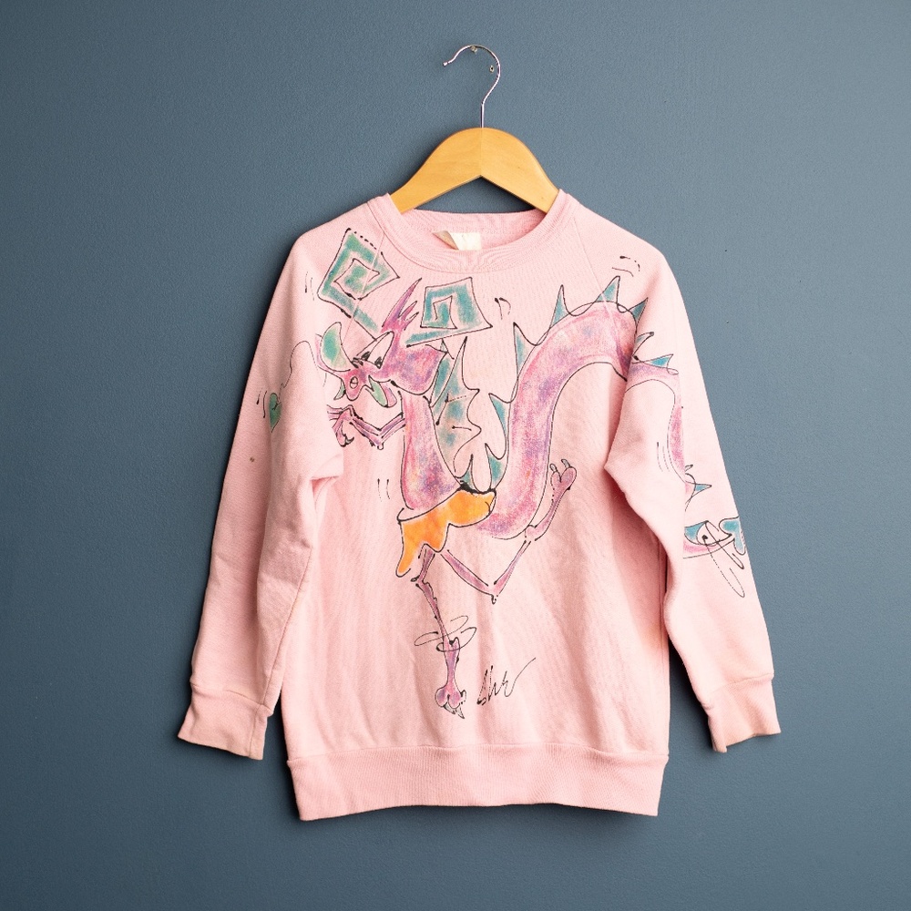 VINTAGE Handpainted dragon sweatshirt